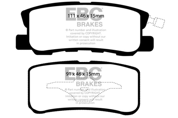 EBC YELLOWSTUFF HIGH FRICTION PERFORMANCE BRAKE PADS STREET TRACK REAR DP41407R DP41407R