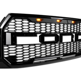 Armordillo Front Grill 7165267 for 2015-2017 FORD F150 - RAPTOR STYLE W/3 AMBER