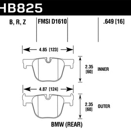 HAWK HPS 5.0 Brake Pad Sets Performance Vehicle Fitment See Descr. HB825B.649 HB825B.649