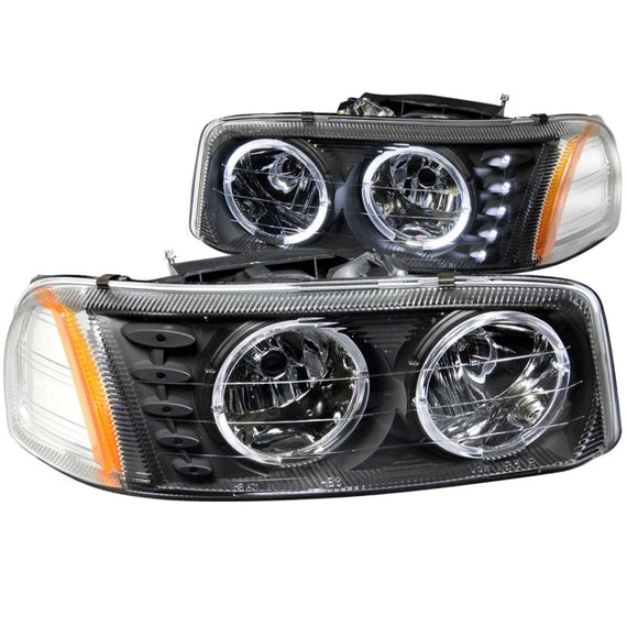 Anzo 111207 Headlight Crystal Halo Black w/LED Amber for 99-06 GMC Yukon/Sierra 111207