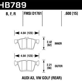 Hawk Performance HB789B.600 Disc Brake Pad HPS 5.0 w/0.600 Thickness Disc Brake HB789B.600