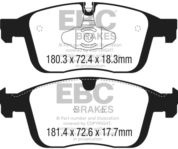 EBC 2016+ Volvo XC60 2.0L Turbo T5 Ultimax2 Front Brake Pads UD1866
