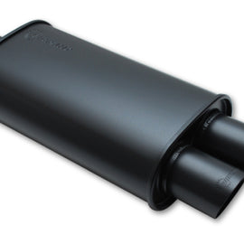 Vibrant StreetPower FLAT BLACK Oval Muffler with Dual 3in Outlet - 4in inlet I.D. 1155