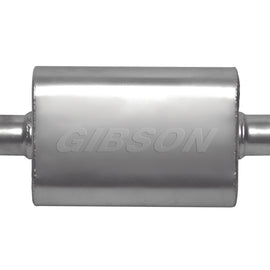 Gibson CFT Superflow Center/Center Oval Muffler - 4x9x18in/2.5in Inlet/2.5in Outlet - Stainless 55152S