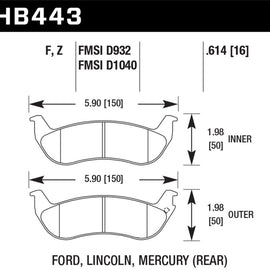 Hawk Performance HB443F.614 HPS Performance Ceramic Brake Pad HB443F.614