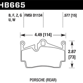 Hawk 05-14 Porsche Boxter/07-14 Cayman HPS Street Rear Brake Pads HB665F.577