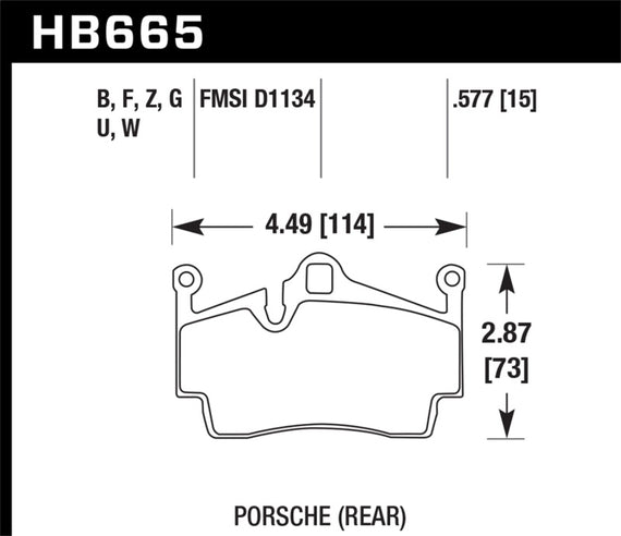 Hawk 05-14 Porsche Boxter/07-14 Cayman HPS Street Rear Brake Pads HB665F.577