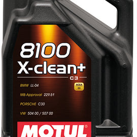 106377 Motul 8100 X-CLEAN + 5W30 100% Synthetic Performance Engine Oil (5 Liter) 106377