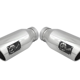 aFe MACH Force-XP 304 SS Single Wall Polished Exhaust Tip Pair 4in Inlet x 6in Outlet x 15in L 49T40606-P15