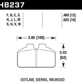 Hawk Wilwood Bridgebolt / AP Racing / Outlaw Caliper HT-10 Race Brake Pads HB237S.625