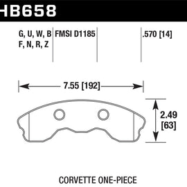 Hawk 2010-2013 for Chevy Corvette Grand Sport (One-Piece Pads) High Perf. Street HB658B.570