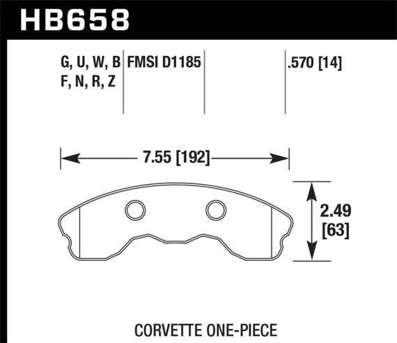 Hawk (HB658Z.570) Performance Ceramic Front Brake Pads for 2006-13 Corvette HB658Z.570