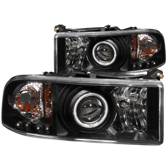 Anzo 111065 Projector Headlight Black w/Halo AmberReflectors for 94-02 Dodge/Ram 111065