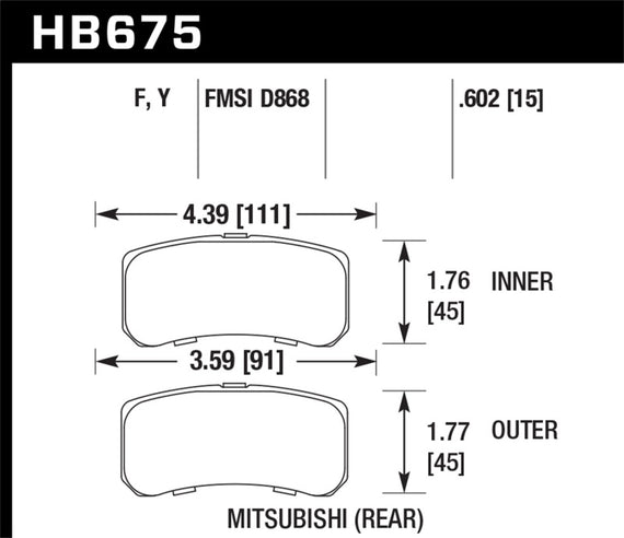HAWK HB675F.602 HPS Performance Street Brake Pads HB675F.602