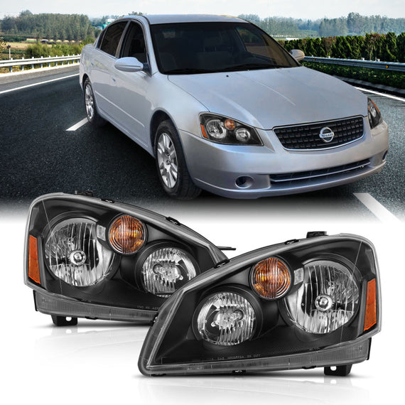 Anzo for 2005-2006 Nissan Altima Crystal Headlight 4Door Sedan Black Amber (OE) 121552