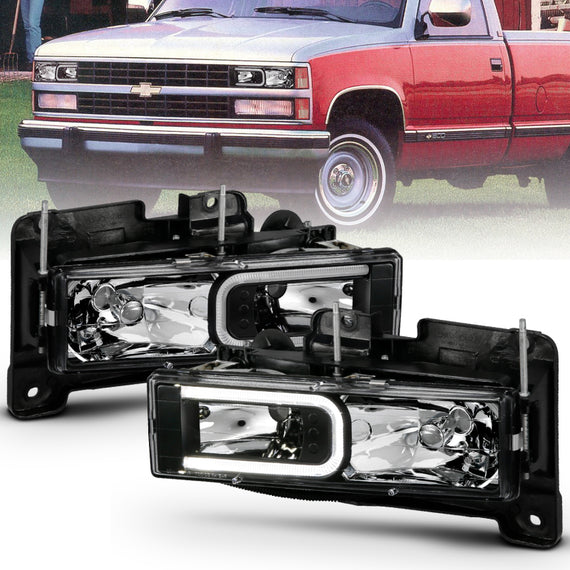 Anzo Crystal Headlights Light Bar Black for Chevy C1500 90-99/Tahoe 95-00 111498