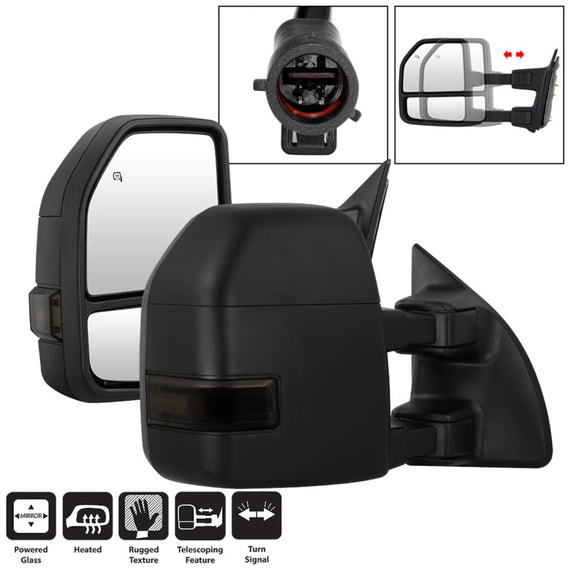 xTune 99-07 Ford Super Duty Heated LED Signal Power Mirrors - Smk (Pair) (MIR-FDSD99S-G4-PW-SM-SET) 9943102