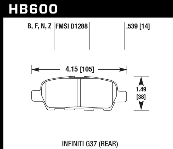 HAWK HB600F.539 HPS Performance Street Brake Pads for Nissan Sentra 2008 for Nis HB600F.539