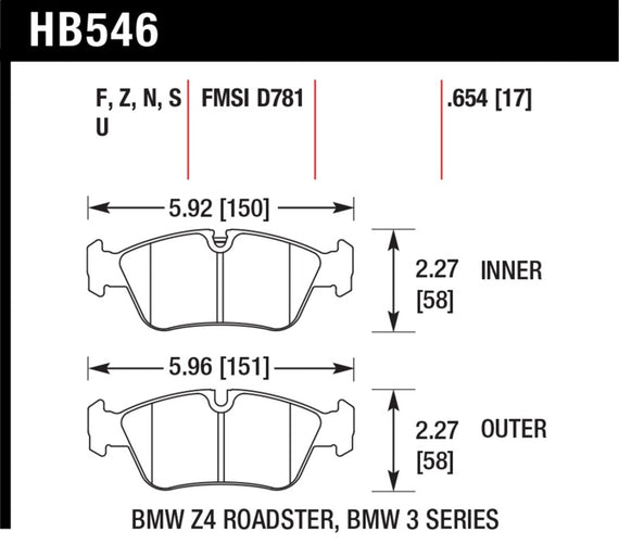 Hawk HPS Disc Brake Pads - HB546F.654 HB546F.654