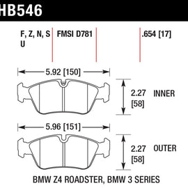 Hawk DTC-70 Brake Pads 98-02 BMW Z3/03-08 BMW Z4 HB546U.654