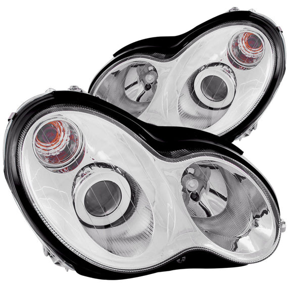 ANZO 2002-2004 Mercedes Benz C Class W203 Projector Headlights w/ Halo Chrome 121239