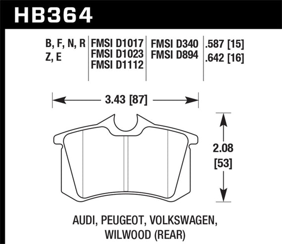 Hawk HB364F.587 HPS High Performance Street Brake Pads [Rear Set] HB364F.587