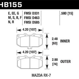 Hawk HP+ Front Brake Pads 1986-1995 Mazda RX-7 HB155N.580