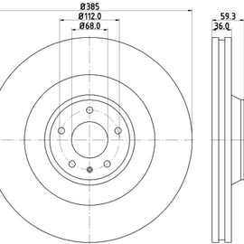 Hella Pagid Front High Carbon Brake Rotor - 05-09 Audi A8 355115892