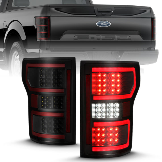 For Ford F-150 2018-2019 Anzo Black Sequential Fiber Optic LED Tail Lights 311314