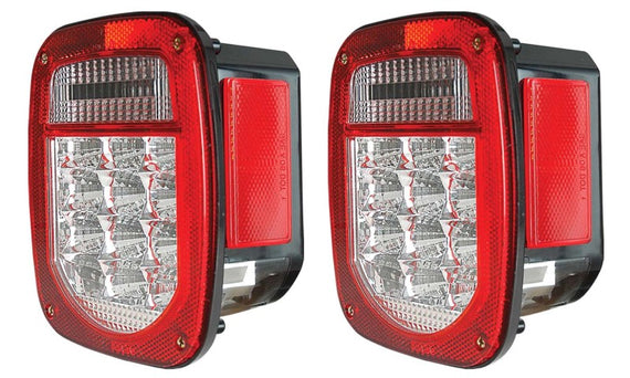 Anzo 861082 LED Tail Light For 1997-06 Jeep Wrangler (TJ) Red/Clear w/Bulbs 2Pcs 861082