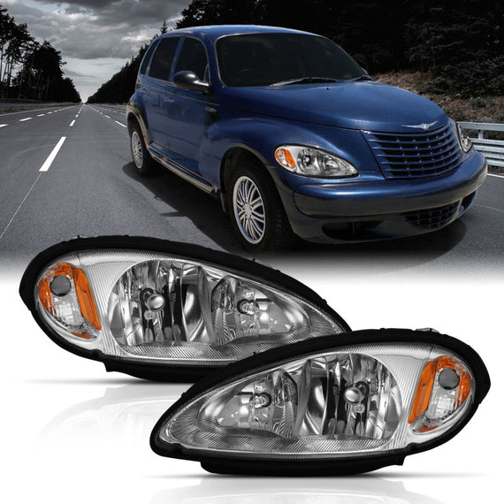ANZO for 2001-2005 Chrysler Pt Cruiser Crystal Headlight Chrome Amber (OE) - anz 111472