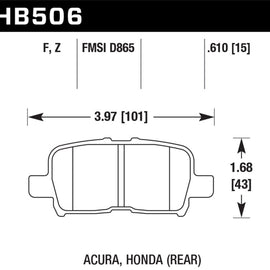 Hawk Honda Odyssey Performance Ceramic Street Rear Brake Pads HB506Z.610