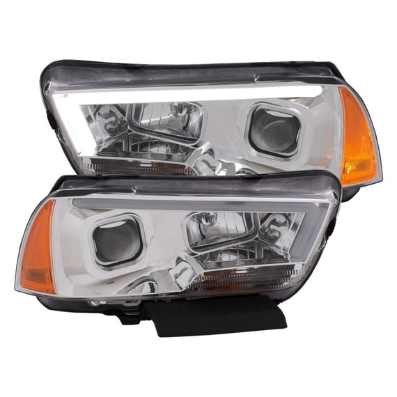 ANZO 11-14 Dodge Charger Projector Headlights w/ Plank Style Design Chrome w/ Amber 121525