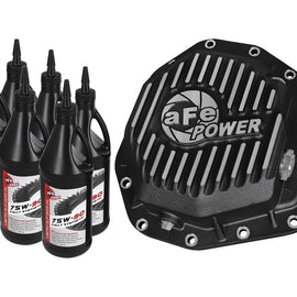 aFe Power Rear Diff Cover Black w/Machined Fins 17-19 Ford 6.7L (td) Dana M300-14 (Dually) w/ Oil 46-70382-WL