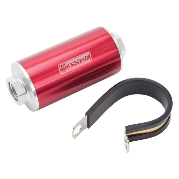 Russell Performance Profilter Fuel Filter 6in Long 60 Micron -10AN Inlet -10AN Outlet - Red 649261