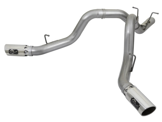 aFe Large Bore HD 4'' SS DPF Back Exhaust w/Dual Polished Tips For 17-19 Duramax 49-44086-P