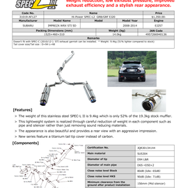 HKS Hi-Power SPEC-L2 GRB/GRF EJ20 31019-AF127