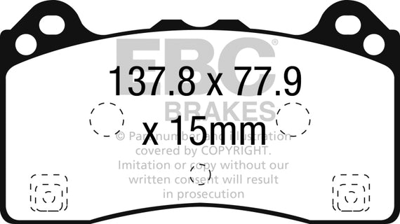 EBC Yellow Stuff Front Brake Pads for 15-16 Ford Focus RS - DP42274R DP42274R
