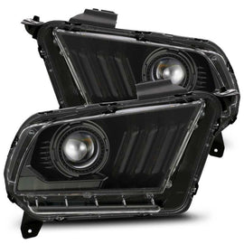 AlphaRex 10-12 Ford Mustang PRO-Series Projector Headlights Plank Style Black w/Top/Bottom DRL 880112