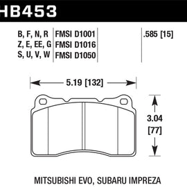 Hawk DTC-70 Front Brake Pads for 03-06 Evolution Evo 8 & 9 - HB453U.585 HB453U.585