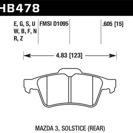 HAWK HB478Z.605 Performance Ceramic Brake Pads Volvo C70 2006 2008 Volvo C30 200 HB478Z.605