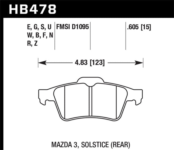 HAWK HB478Z.605 Performance Ceramic Brake Pads Volvo C70 2006 2008 Volvo C30 200 HB478Z.605