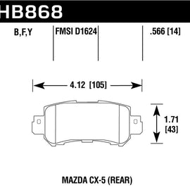 Hawk 16-17 Mazda CX-3 HPS 5.0 Rear Brake Pads HB868B.566