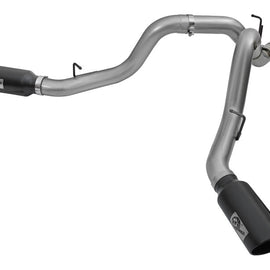 aFe LARGE Bore HD 4in Dual DPF-Back SS Exhaust w/Black Tip 16-17 GM Diesel Truck V8-6.6L (td) LML 49-44080-B