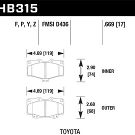 Hawk HB315Y.669 LTS High Performance Truck/SUV Brake Pads [Front Set] HB315Y.669