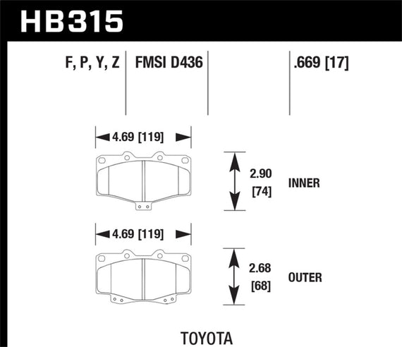 Hawk (HB315F.669) HPS Street Brake Pads HB315F.669