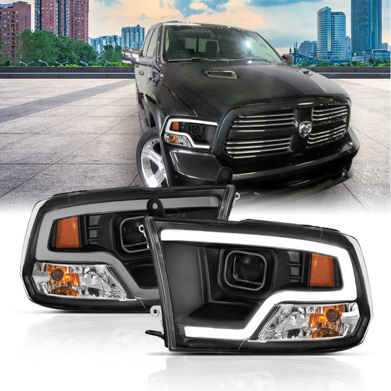 Anzo 111404 Black Plank Style Projector Headlights for 2009-2018 Dodge Ram 1500 111404
