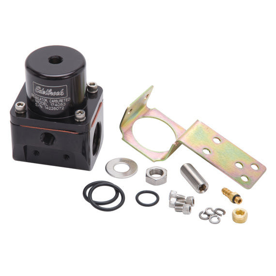 Edelbrock Fuel Pressure Regulator Carbureted 180 GPH 5-10 PSI -10 In/Out -6 Return Black 174053
