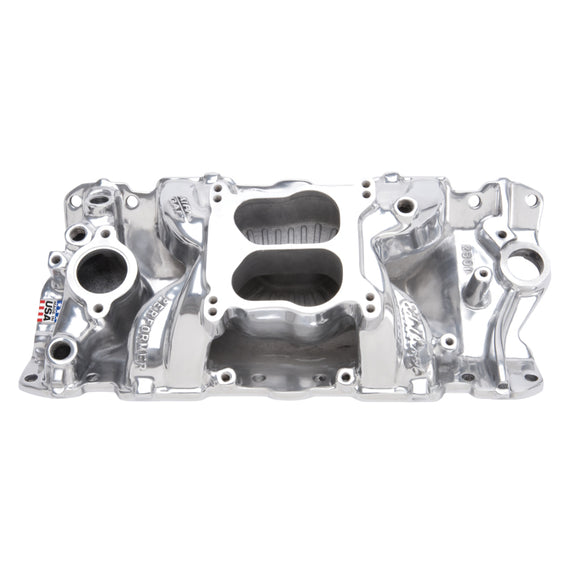 Edelbrock SBC Perf Air Gap Manifold Polished 26011