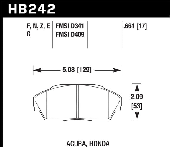 Hawk DTC-60 Front Brake Pads Integra LS RS GS 90-93 1.8 B18A Prelude Si 88-91 HB242G.661